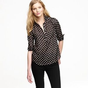J.Crew silk blend polka dot popover Henley top 8